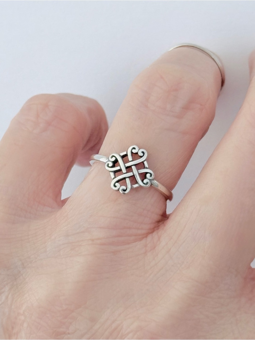 Sterling Silver Quadruple Celtic Ring, Heart Ring, Silver Rings, Eternity Knots